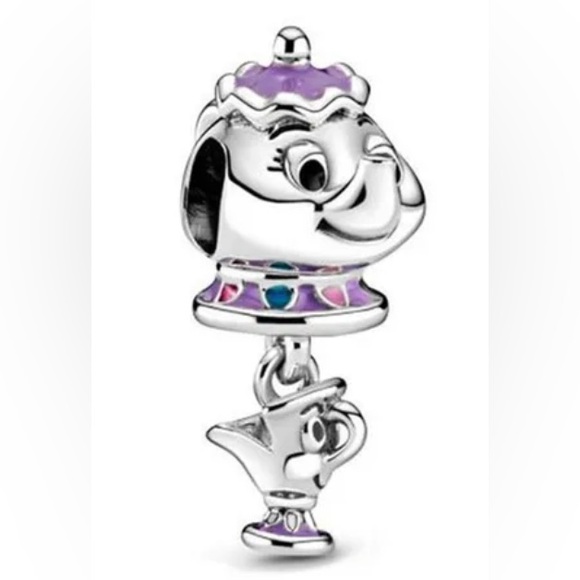 NWOT Pandora x Disney Beauty & the Beast Mr Potts & Chip Dangle Charm 799015C01 - Picture 2 of 10